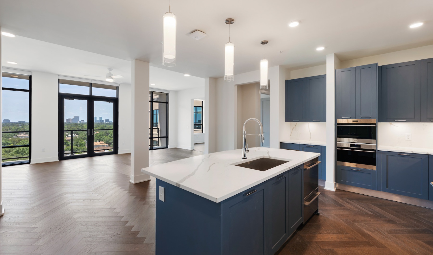 Penthouse kitchen with open floorplan